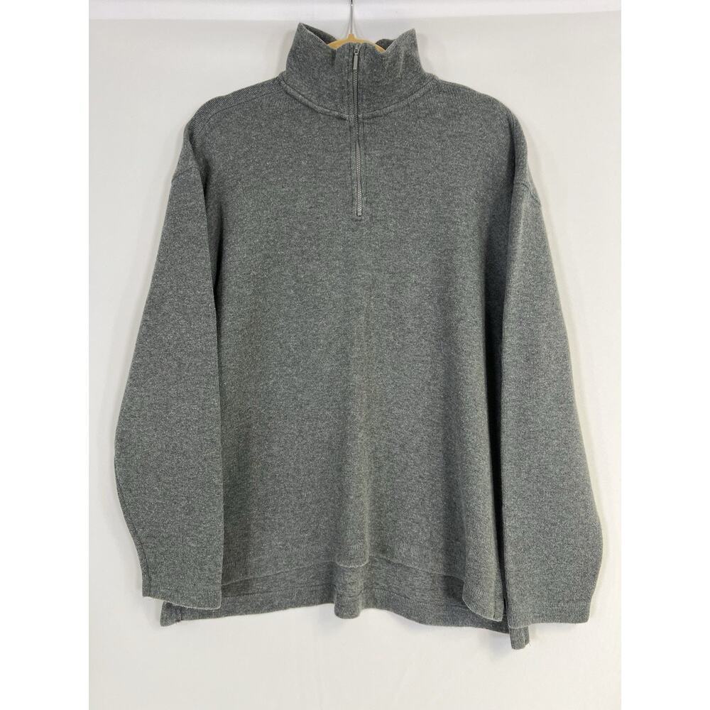 Vintage J Crew Oarsman Sweater Men M Gray Cotton Quarter Zip Mock Neck 90s